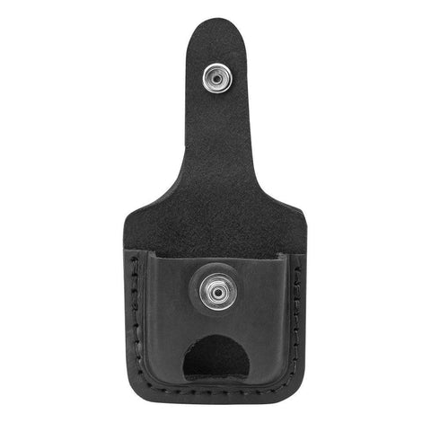 Front view of the Black Lighter Pouch with Thumb Notch opened