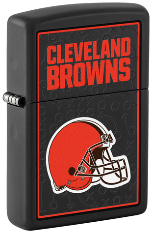 Front shot of NFL Cleveland Browns Windproof Lighter standing at a 3/4 angle.