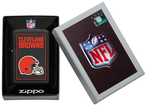 NFL Cleveland Browns Windproof Lighter in its packaging.