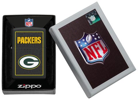 NFL Green Bay Packers Windproof Lighter in its packaging.