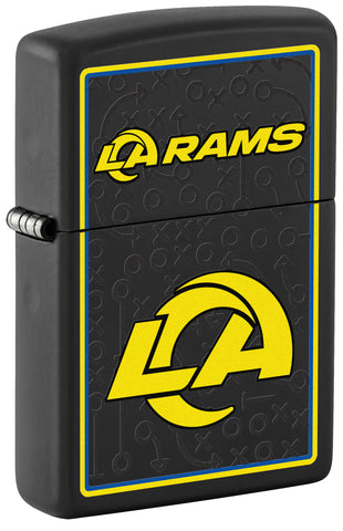Front shot of NFL Los Angeles Rams Windproof Lighter standing at a 3/4 angle.