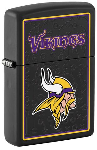 Front shot of NFL Minnesota Vikings Windproof Lighter standing at a 3/4 angle.