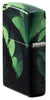 Angled shot of Zippo Glowing Dragon Design 540 Color Glow in the Dark Windproof Lighter showing the back and hinge side of the lighter.