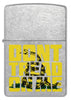 Front view of Zippo Don’t Tread on Me Street Chrome Windproof Lighter.
