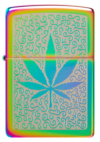 Front view of Zippo Cannabis Design Multi-Color Windproof Lighter.
