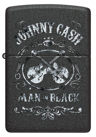 Front view of Zippo Johnny Cash Black Crackle Windproof Lighter.
