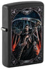 Front shot of Zippo Anne Stokes Final Verdict Black Matte Windproof Lighter standing at a 3/4 angle.