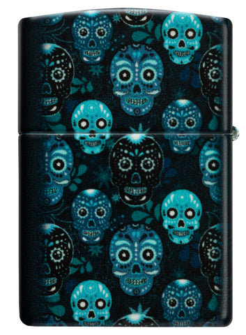 Back view of Zippo Sugar Skulls Design Glow in the Dark Matte Windproof Lighter.
