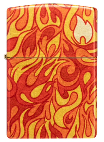 Front view of Zippo Fire Design 540 Tumbled Brass Windproof Lighter.