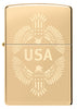 Front view of Zippo USA High Polish Brass Windproof Lighter.