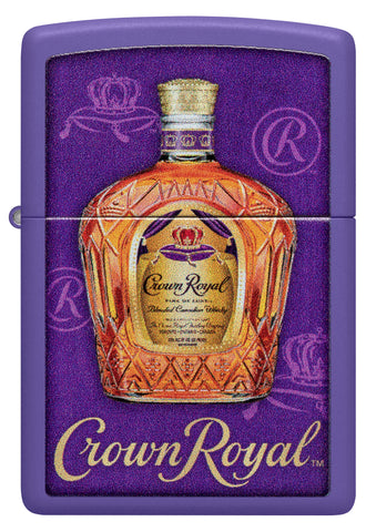 Front shot of Zippo Crown Royal Design Purple Matte Windproof Lighter.