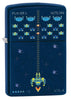 Pixel Game Navy Matte windproof lighter facing forward at a 3/4 angle