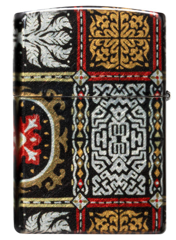 Back view of Zippo Tapestry Pattern Design 540 Tumbled Chrome Windproof Lighter.