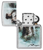 Zippo Luis Royo Street Chrome Windproof Lighter with its lid open and unlit.