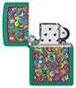 Zippo Trippy Design Grass Green Matte Windproof Lighter with its lid open and unlit.