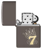 Zippo Lucky 7 Black Ice Windproof Lighter with its lid open and unlit.
