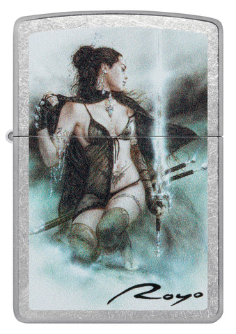 Front view of Zippo Luis Royo Street Chrome Windproof Lighter.