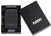 Zippo Design Black Matte with Chrome Windproof Lighter in its packaging.