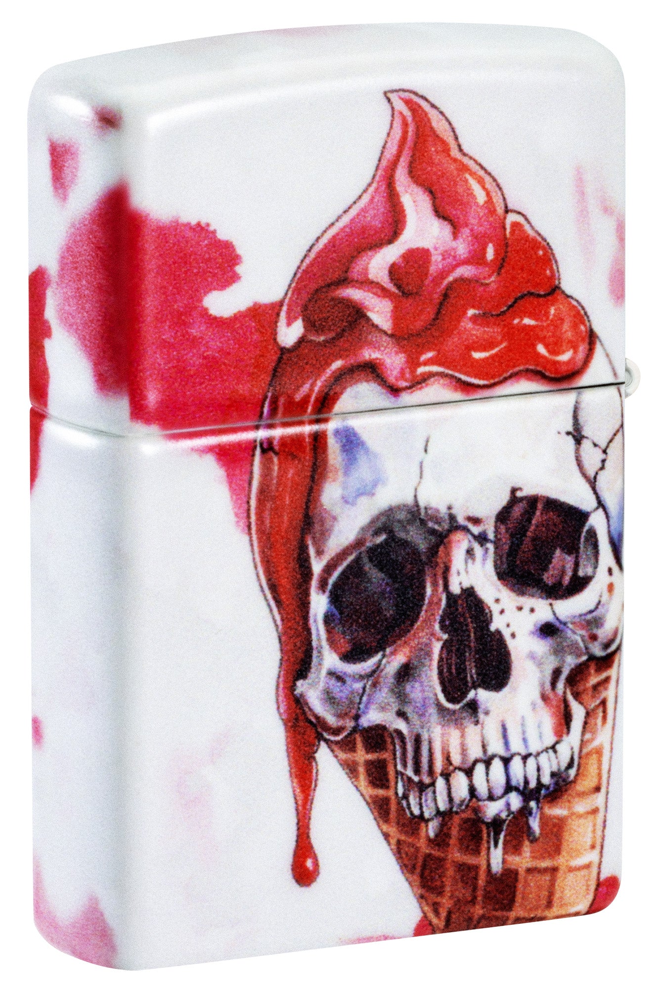 Back view of Zippo I Scream Cone Design 540 Matte Windproof Lighter standing at a 3/4 angle.