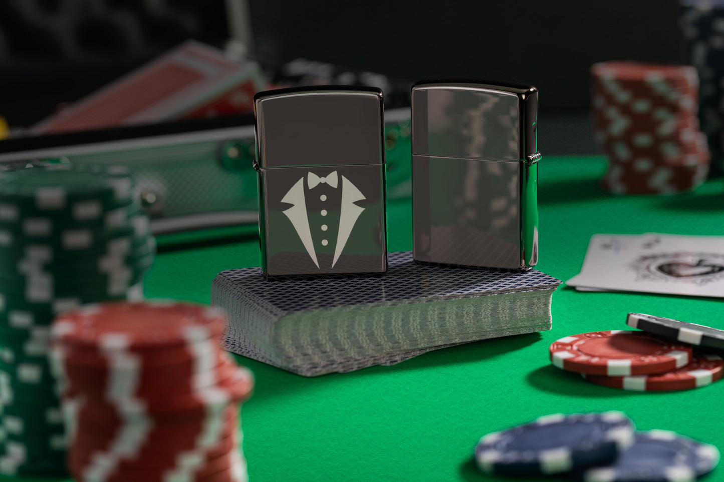 Lifestyle Image of Tuxedo & Bowtie Design Windproof Lighter