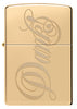 Front view of Zippo Dank Design High Polish Brass Windproof Lighter.