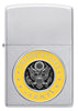 Front view of Zippo United States Army® Emblem Satin Chrome Windproof Lighter.
