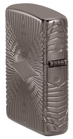Front view of Zippo Pattern Armor Black Ice Windproof Lighter.