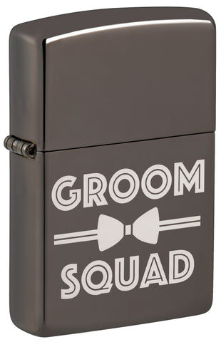 Front view of Groomsquad Design Windproof Lighter standing at a 3/4 angle