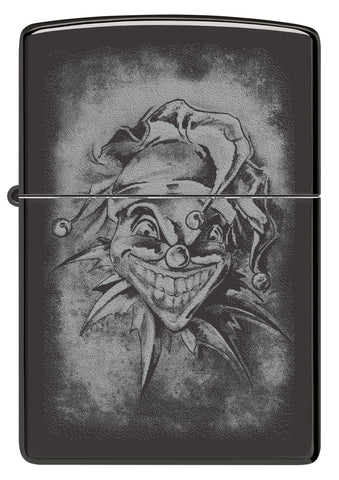 Front view of Zippo Clown High Polish Black Windproof Lighter.