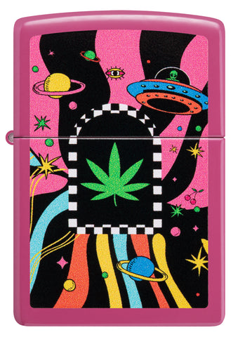 Front view of Zippo Cannabis Design Frequency Windproof Lighter.