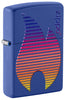 Front view of Zippo Design Royal Blue Matte Windproof Lighter standing at a 3/4 angle.