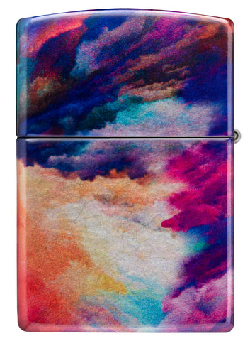 Back view of Zippo Tie Dye Design 540 Tumbled Chrome Windproof Lighter.