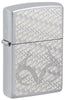 Front shot of Zippo RealTree High Polish Chrome Windproof Lighter standing at a 3/4 angle.