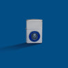 Lifestyle image of Zippo United States Air Force™ Emblem Satin Chrome Windproof Lighter on a blue background.