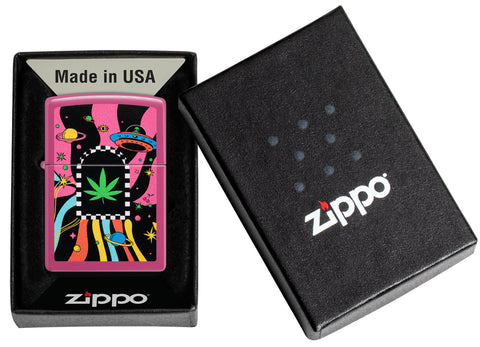 Zippo Cannabis Design Frequency Windproof Lighter in its packaging.