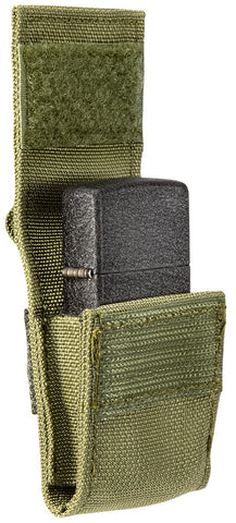 Side view of OD Green Tactical Pouch with included Black Crackle® Windproof Lighter