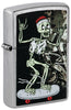 Front view of Zippo Skateboard Street Chrome Windproof Lighter standing at a 3/4 angle.