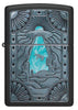 Front view of Zippo Cow Abduction Design Black Matte Windproof Lighter.