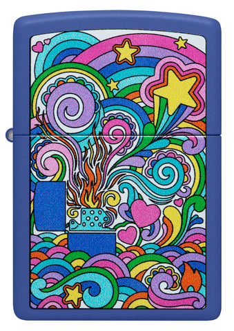 Front view of Zippo Abstract Design Royal Blue Matte Windproof Lighter.