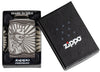 Zippo Skeleton Cowboy Design Armor® Black Ice Windproof Lighter in its packaging.