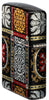 Angled shot of Zippo Tapestry Pattern Design 540 Tumbled Chrome Windproof Lighter showing the back and hinge side of the lighter.