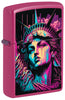 Front view of Zippo American Lady Frequency Windproof Lighter standing at a 3/4 angle.