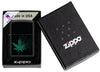 Zippo Black Light Pixel Cannabis Design Black Matte Windproof Lighter in its packaging.