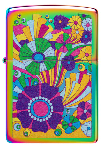 Front view of Zippo Vintage Flowers Design Multi-Color Windproof Lighter.