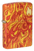 Front view of Zippo Fire Design 540 Tumbled Brass Windproof Lighter standing at a 3/4 angle.