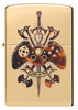 Front view of Zippo Gamer Creed Design High Polish Brass Windproof Lighter.
