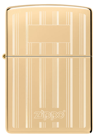 Front view of Zippo Design High Polish Brass Windproof Lighter.