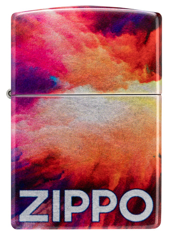 Front view of Zippo Tie Dye Design 540 Tumbled Chrome Windproof Lighter.