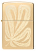 Front view of Zippo Leaf Feather Design High Polish Brass Windproof Lighter.
