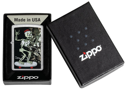 Zippo Skateboard Street Chrome Windproof Lighter in its packaging.
